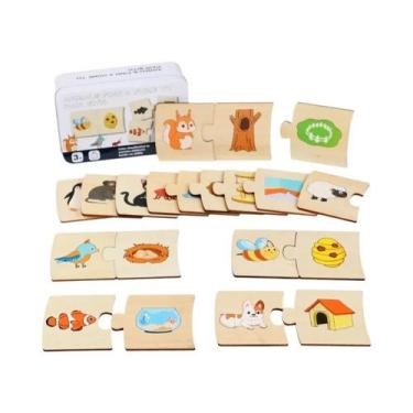 Imagem de Quebra-Cabeça De Alimentos De Animais De Madeira Para Crianças, Brinqu