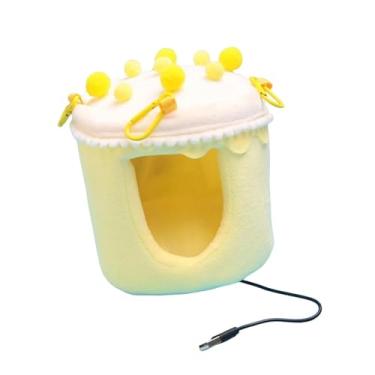 Imagem de KiBcsLic Casinha aconchegante e aquecida para pássaros, em formato de bolo, acessório criativo para gaiola de papagaios e calopsitas, Amarelo