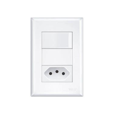 Imagem de Interruptor Simples E Tomada 2p+t 10a Fame Evidence Com Placa 4x2 Branco