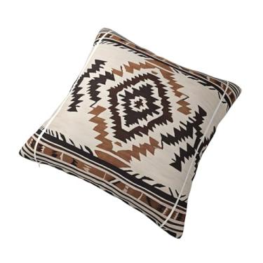 Imagem de Almofada quadrada decorativa com estampa nativa - Design reversível, zíper oculto, poliéster macio para sofá, cama e carro - Hipoalergênico 30,5 x 30,5 cm