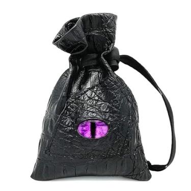 Imagem de Bolsa de dados com cordão, couro PU, DND, bolsa de dados, tarôs, cartões oráculo, bolsa de armazenamento para presente, moedas, acessórios de joias - olho roxo escuro