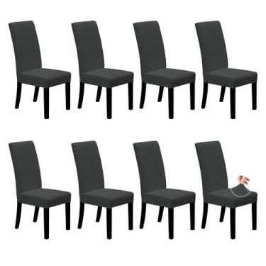 Imagem de Juego de 8 Fundas elásticas para sillas de comedor - Gris Oscuro - Eas