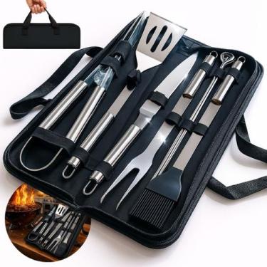 Imagem de Kit Churrasco Inox 9 Peças Completa Com Maleta Profissional - Genérico