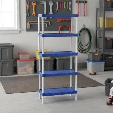 Imagem de Estante Nápoles Plástica Azul 5 Prateleiras AGRAPLAST Cod 849 Organiza