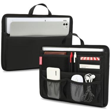 Imagem de Inserção organizadora robusta para pasta, bolsa carteiro, laptop, iPad, computador, notebook, documento, Preto, Large