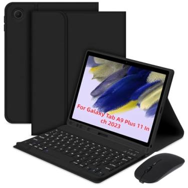 Imagem de Capa de tablet portátil leve e removível com suporte estável teclado compartimento para caneta Galaxy Tab A9 Plus