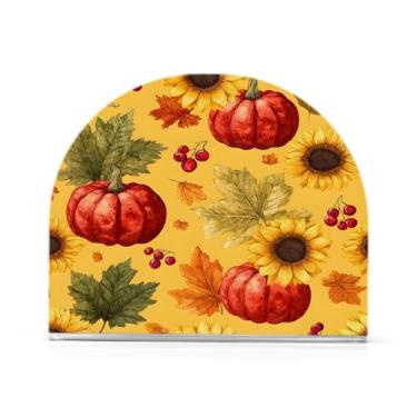 Imagem de CEBUGI Porta-guardanapos para mesas porta-guardanapos de acrílico Abóbora Girassóis Suporte de guardanapos de papel para decoração de festa de jantar de cozinha