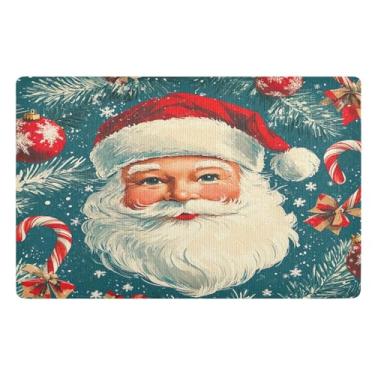 Imagem de STAYTOP Tapete de porta de Papai Noel para entrada externa 81 x 50 cm, tapete de boas-vindas ao ar livre/interno, tapetes de banho fofos, capacho frontal antiderrapante para entrada, pátio, áreas de