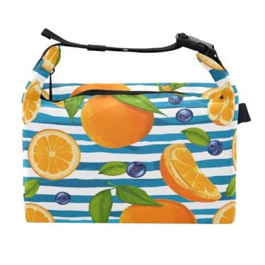 Imagem de Qilmy Lancheira de laranjas e mirtilos, lancheira para mulheres e homens, lancheira isolada reutilizável, lancheira fofa à prova de vazamento com alta capacidade para trabalho, piquenique