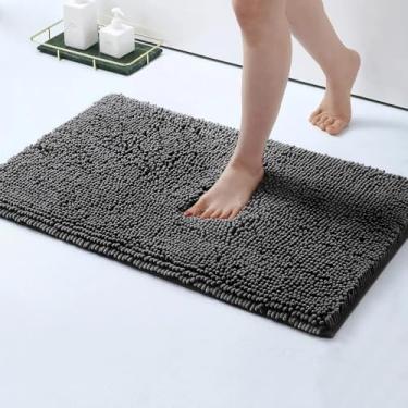 Imagem de Kit Tapete de Banheiro Bolinha Macarrão Antiderrapante 40x60cm - Microfibra Super Absorvente(2 Unidades,Preto)