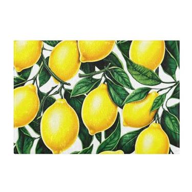 Imagem de Burbuja Tapete de banho amarelo limões, tapete de banheiro absorvente extra macio com suporte antiderrapante para banheiro, banheira, chuveiro, 41 x 61 cm