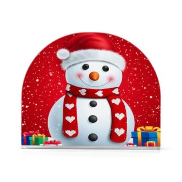 Imagem de Qilmy Porta-guardanapos de acrílico de boneco de neve de Natal, porta-guardanapos para mesas cozinha restaurante decoração de casa, suporte decorativo moderno para guardanapos de coquetel de papel de