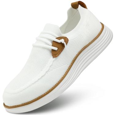 Imagem de Mocassins casuais masculinos, sem fecho, para caminhada, tênis, malha, Oxford, trabalho, leve, macio, sola Zapatos, Todo/branco, 39