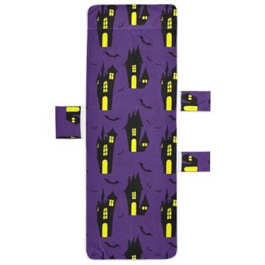 Imagem de Burbuja Spooky Haunted Houses Capa de toalha para cadeira de praia com bolsos, capa de cadeira macia e absorvente, toalha de piscina de microfibra de secagem rápida para praia, banhos de sol, jardim