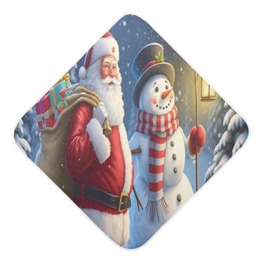 Imagem de Burbuja Toalha de banho de bebê boneco de neve de Papai Noel - Toalha com capuz de musselina macia e absorvente para recém-nascidos, 76 x 76 cm
