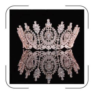 Imagem de QXMYOO Tiara de casamento grande com coroa de rainha real, zircônia cúbica, ouro, prata, grande, para noiva, formatura, quinze anos, concurso de princesa, acessórios de cabelo de noiva CZ, Zircônia