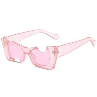 Imagem de HCPIHF Óculos de Armação Irregular Feminino Masculino Punk Hip Hop Outdoor UV400 (Rosa Rosa)