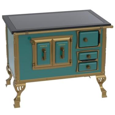 Imagem de Fogão a Lenha N 2 Colonial Premium Turquesa Saida Esquerda