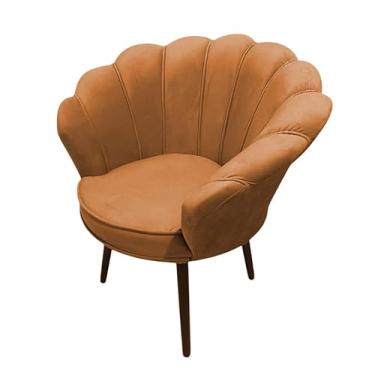 Imagem de Poltrona Decorativa Pétala Luxo em Tecido Veludo com Pés Palito para Sala Quarto e Recepção - Conforto e Sofisticação (Terracota)