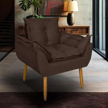 Imagem de Poltrona para Sala de Estar Suede Pé Palito - Conforto e Design Sofisticado para Sua Casa (Marrom)