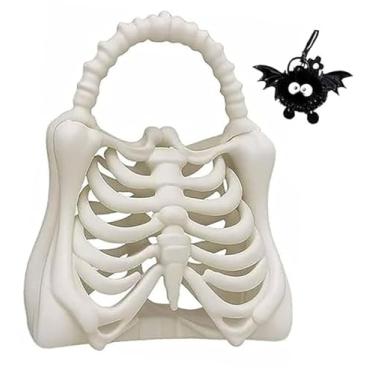Imagem de SNCIDSGE Bolsa de osso de esqueleto impressa em 3D, bolsa de esqueleto de Halloween, acessório de festa assustadora e adereço de fantasia para., Grande