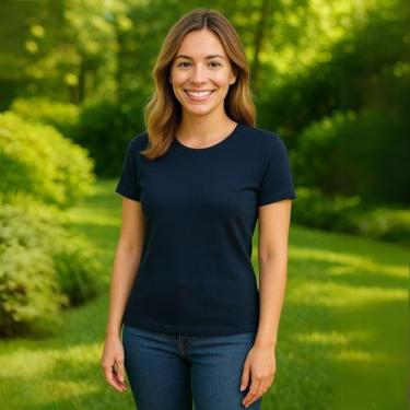 Imagem de Baby look feminina gola redonda - Pavin, Azul marinho, M