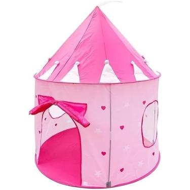 Imagem de Barraca Infantil Dobrável Castelo das Princesas, Rosa, Poliéster, 135x105cm, Tema Castelo, Estilo Moderno, para Crianças Maiores de 3 Anos