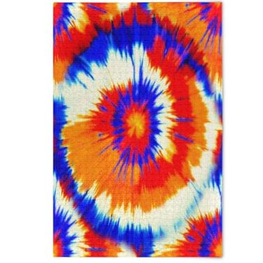 Imagem de Orange Blue Tie Dye Swirls Adult Puzzles Jigsaw 500 Pieces, Lovers White Elephants Gifts Creative Puzzles Gifts Decorative Scenery Animal Art, 500 Pieces, 20.5" x 14.9"