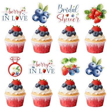 Imagem de Cheereveal 36Pcs Blueberry Strawberry Cupcake Toppers, Berry in Love Cake Decorations, Fruit Berry Raspberry Themed Bridal Shower Bachelorette Birthday Baby Shower Party Supplies
