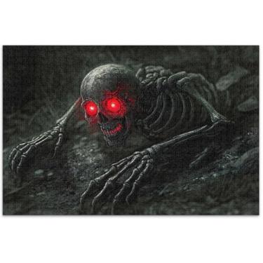 Imagem de Quebra-cabeça zumbi assustador de caveira de Halloween, 500 peças, presentes de elefante branco, engraçado, personalizado, divertido, família, brinquedo, arte, 51 x 35 cm