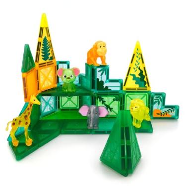 Imagem de Genérico Brinquedo Blocos Magnéticos para Montar Safari, Animais, Multicolorido, Plástico, 50 Peças, Construção Educativa, 3 Anos e Acima, Unisex