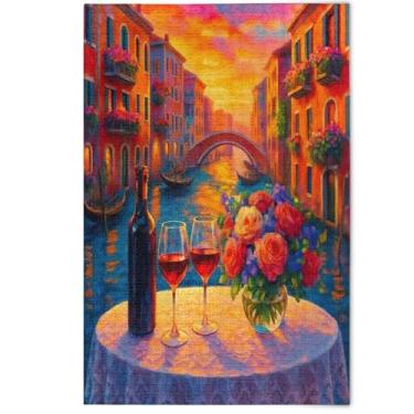 Imagem de Quebra-cabeça de flor de vinho floral vintage com desenhos animados para adultos, presentes tecnológicos para amantes, quebra-cabeças legais para adultos, pintura de animais, 1000 peças, 75 x 50 cm