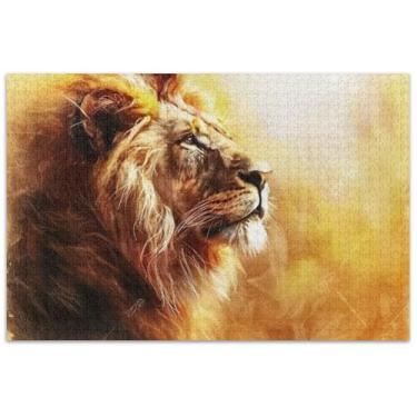 Imagem de Quebra-cabeça com pintura de retrato de leão, animal, adulto, 500 peças, elefante branco, presentes engraçados, família, flor, animal