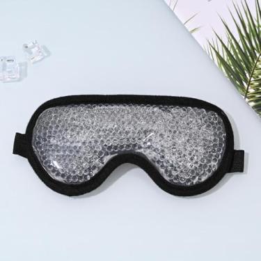 Imagem de Máscara para os olhos de gel de pelúcia macia para resfriamento e aquecimento com design ajustável de gancho e laço para relaxar, reutilizável, uso doméstico, variante preta