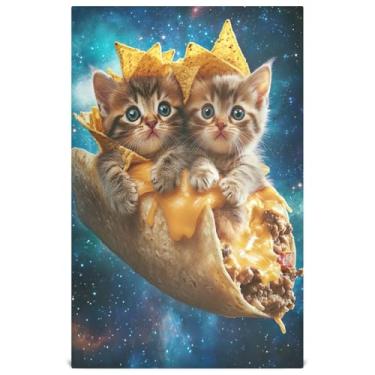 Imagem de Joisal Cute Kittens Cats Space Print Conjunto de toalhas de prato de cozinha decorativas para chá toalhas de mão panos de prato fofos panos de prato absorventes de secagem rápida 45 x 71 cm, 6 pacotes