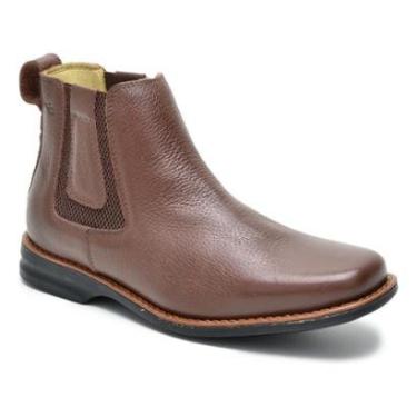 Imagem de Bota Botina Masculina Chelsea Couro Solado Costurado Bico Quadrado Conforto-Masculino