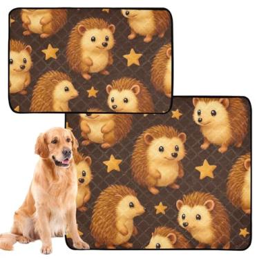 Imagem de TSENQUE Cute Hedgehogs Tan Stars Dark Lavável Pet Pee Pads Pet Cat Pee Pad Reutilizável Absorvente Cachorro Almofada Impermeável Tapete para Cachorro Bonito, Pequeno x Pacote com 3