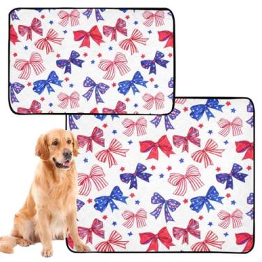 Imagem de TSENQUE Almofadas de xixi laváveis para animais de estimação, aquarela, vermelho, azul, América, reutilizável, tapete impermeável para gaiolas de cachorro, absorventes para cães, pacote com 3 unidades
