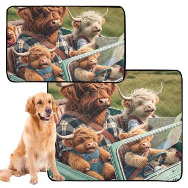 Imagem de Tapete reutilizável para animais de estimação de vaca Highland para animais de estimação laváveis para animais de estimação, tapete impermeável para gaiola de cachorro, tapete absorvente, médio +