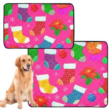 Imagem de TSENQUE Almofadas de xixi laváveis para cães, meias coloridas, gatos rosa, reutilizáveis, tapete impermeável para gaiola, tapete absorvente, pequeno x pacote com 3