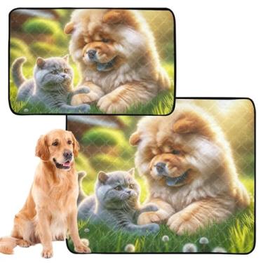 Imagem de Almofadas de xixi para cães Chow Chow Chow Tapete reutilizável para gatos de estimação, à prova d'água, almofadas absorventes fofas para treinamento de filhotes, pacote com 3 unidades