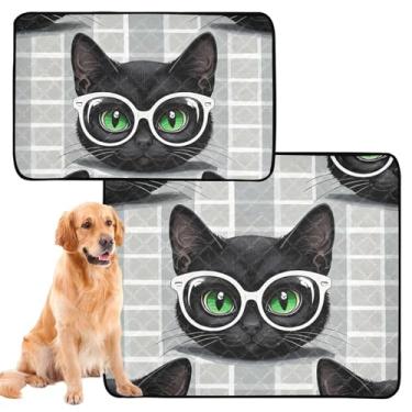 Imagem de TSENQUE Almofada reutilizável para gatos pretos e cinzentos fofos para animais de estimação para cães tapete impermeável para gaiola de cachorro, absorventes de penico, pequeno, pacote com 3