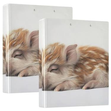 Imagem de Fichários fofos de javali para dormir com 3 anéis de 3 cm, 200 folhas, fichário de escritório, 31,5 x 27 x 6 cm, 1 pacote