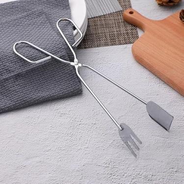 Imagem de Pinça para churrasco – Grampos de carvão e carne, ferramenta de cozinha multiuso para grelhar, servir e manusear alimentos (prata)