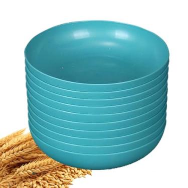 Imagem de YuanQ Pacote com 10 pratos de salada redondos profundos de 14,5 cm, pratos de cozinha reutilizáveis para lanche ou salada, lava-louças e micro-ondas, pratos de jantar leves e inquebráveis (verde