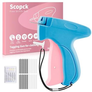 Imagem de Pistola de costura para roupas – fixador rápido de roupas portátil – pistola de etiquetagem – kit de costura inclui 6 agulhas, 1000 fixadores pretos e 1000 fixadores brancos (azul, rosa)