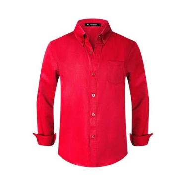 Imagem de Camisa Oxford Vermelha Para Meninos, Presente De Natal, Dia Dos Namora