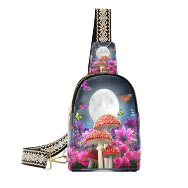 Imagem de CEBUGI Mushroom pequena bolsa tiracolo feminina de couro, pochete transversal para trilhas, viagens ao ar livre