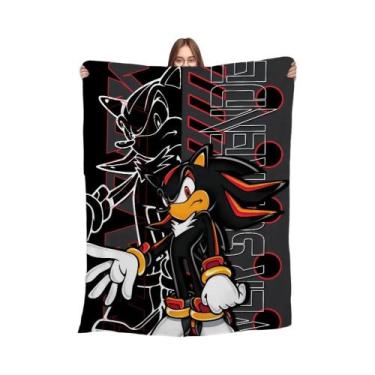 Imagem de Cobertor Macio E Quente De Flanela Cartoon Sonic Para Sofá Sala De Est