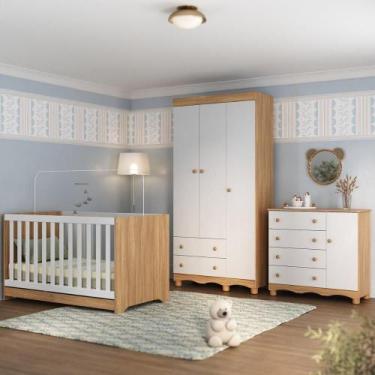 Imagem de Quarto de Bebê Completo com Berço Americano 3 em 1 para Colchão 130x70